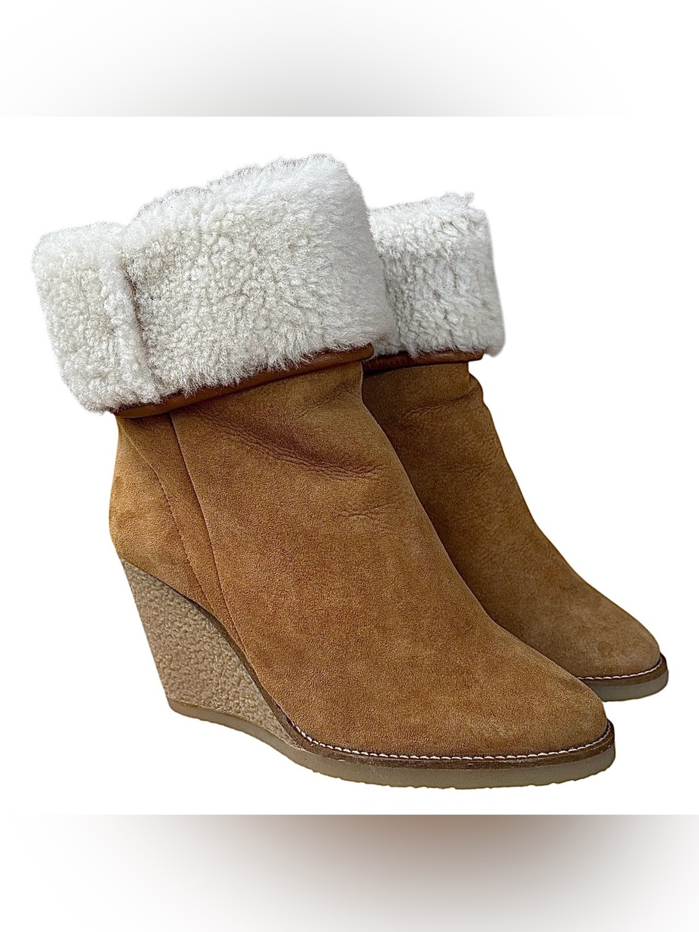 ISABEL MARANT “Totam” Camel Shearling Wedge Boots